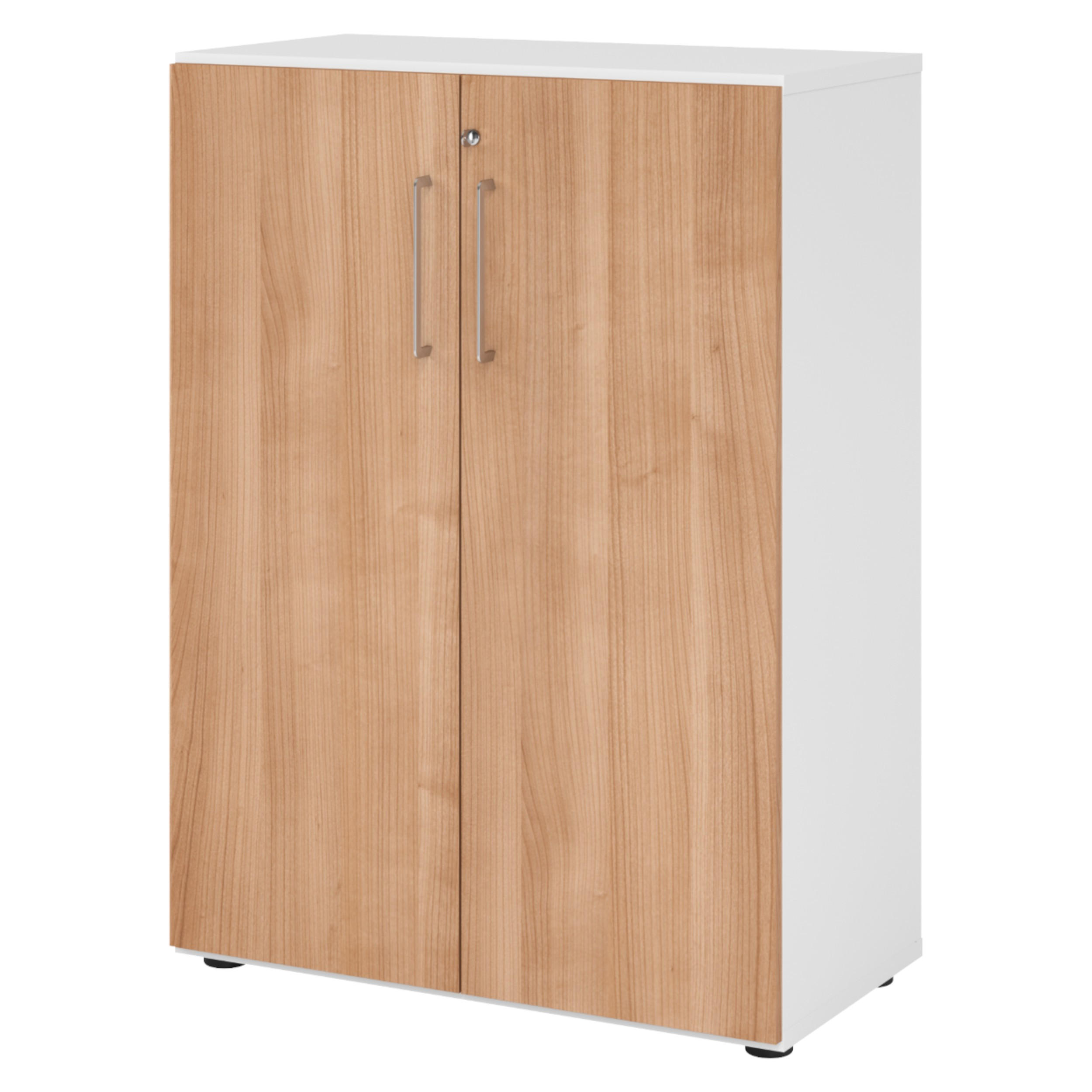bümö Aktenschrank Weiß, Nussbaum 80x110x42 cm