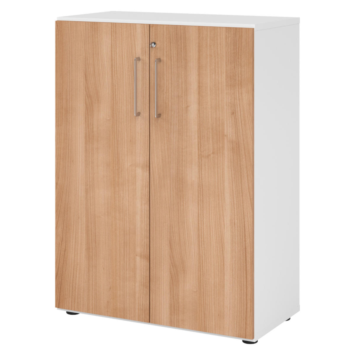 AKTENSCHRANK - 3 Ordnerhöhen 42/80/110 cm in Weiß/Nussbaumfarben - Nussbaumfarben/Weiß, Holzwerkstoff (80/110/42cm) - bümö