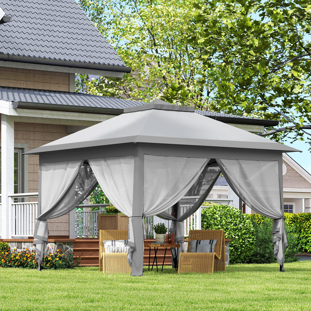 STAN 3,3 x 3,3 m - šedá, kov (330/288/330cm) - Outsunny