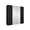 DREHTÜRENSCHRANK Malaga 200 mit Frontspiegel - Schwarz, Holzwerkstoff (200/202/52cm) - MIRJAN24