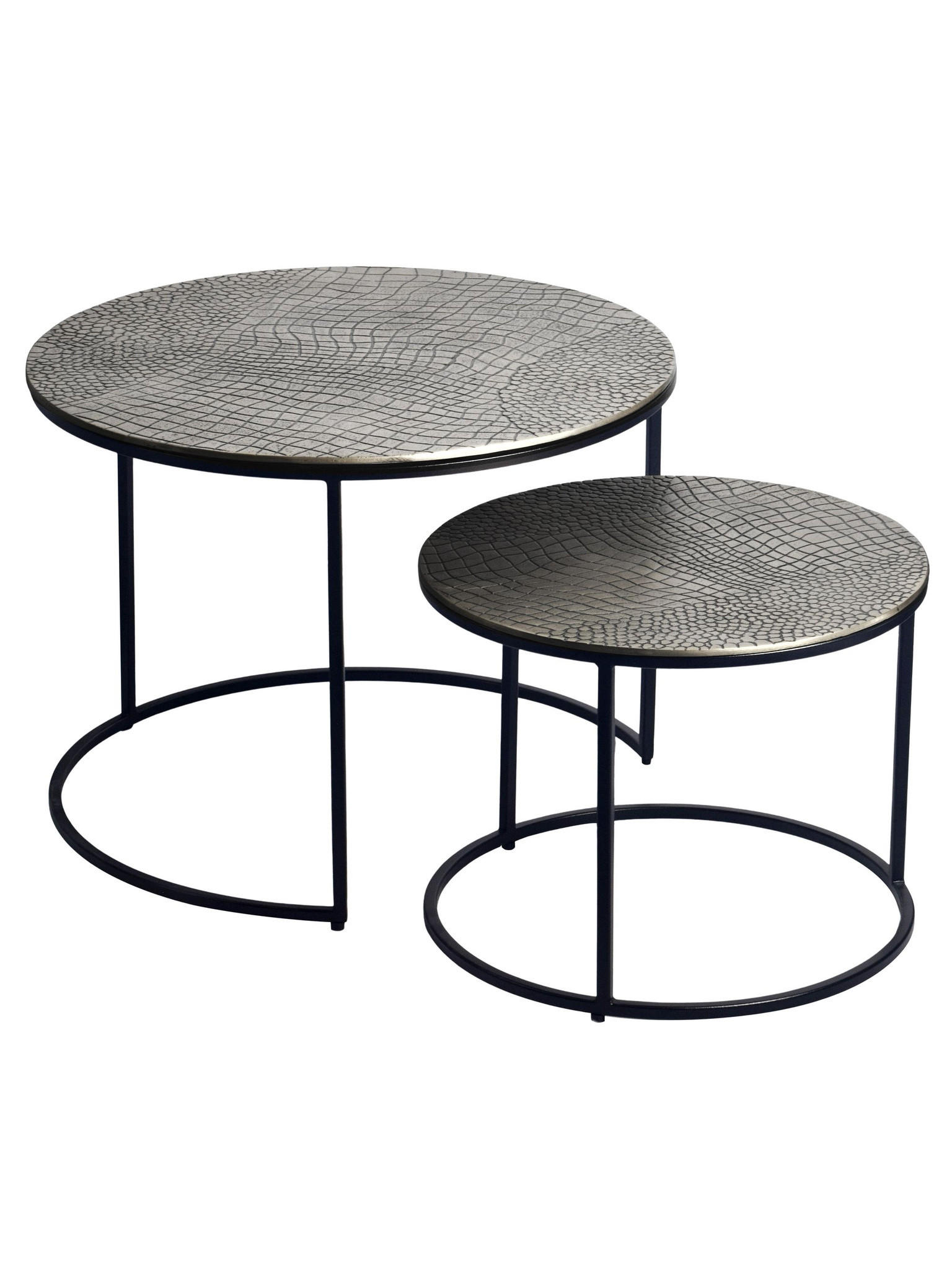 Couchtische 2er-Set Aluminium Silber Ø 60x45 cm - VIENNE   Kadima