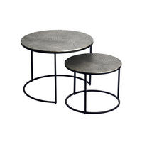 COUCHTISCHE 2er-Set VIENNE, Aluminium, handgefertigt, Silber, Ø 60 x 45 cm - Silberfarben/Schwarz, Metall (60/60/45cm) - KADIMA DESIGN