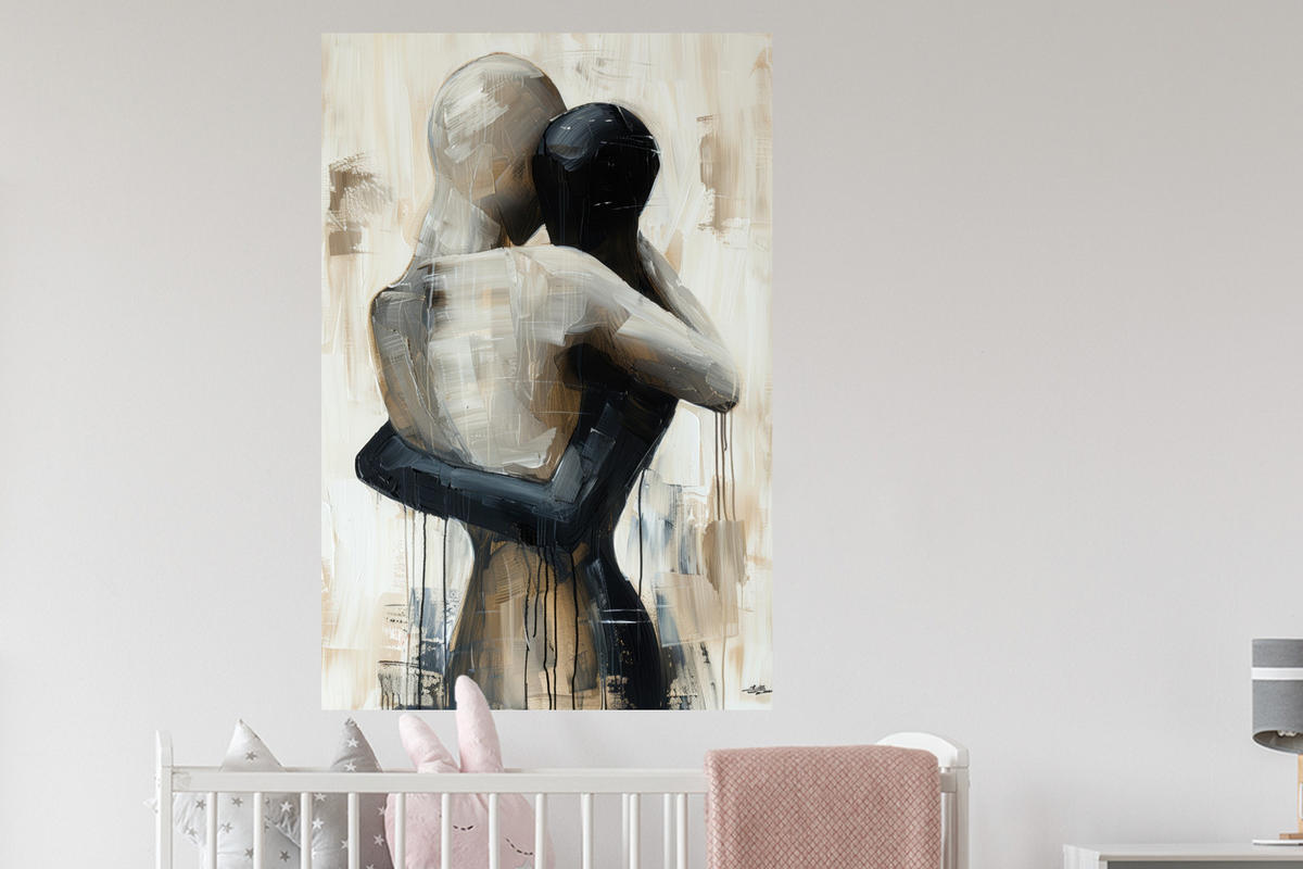 WANDTATTOO Abstrakt - Liebe - Schwarz und weiß - Modern 80x120 cm - Schwarz, Kunststoff (80/120/0.1cm) - MuchoWow