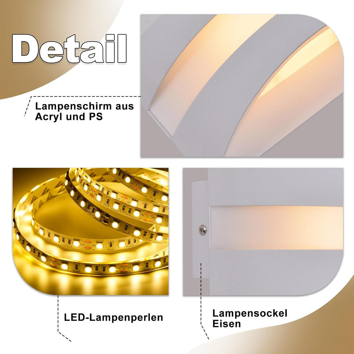 LED WANDLEUCHTE BURTON Ⅲ 21/13/8 cm - Weiß, Metall (13/8/21cm) - Nettlife