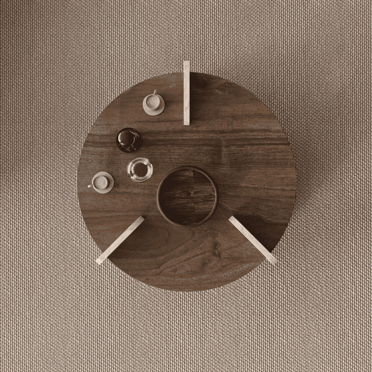 RUNDER COUCHTISCH mit doppelplatte 70/70/45 cm - Dunkelbraun, Holzwerkstoff (70/70/45cm) - Calicosy