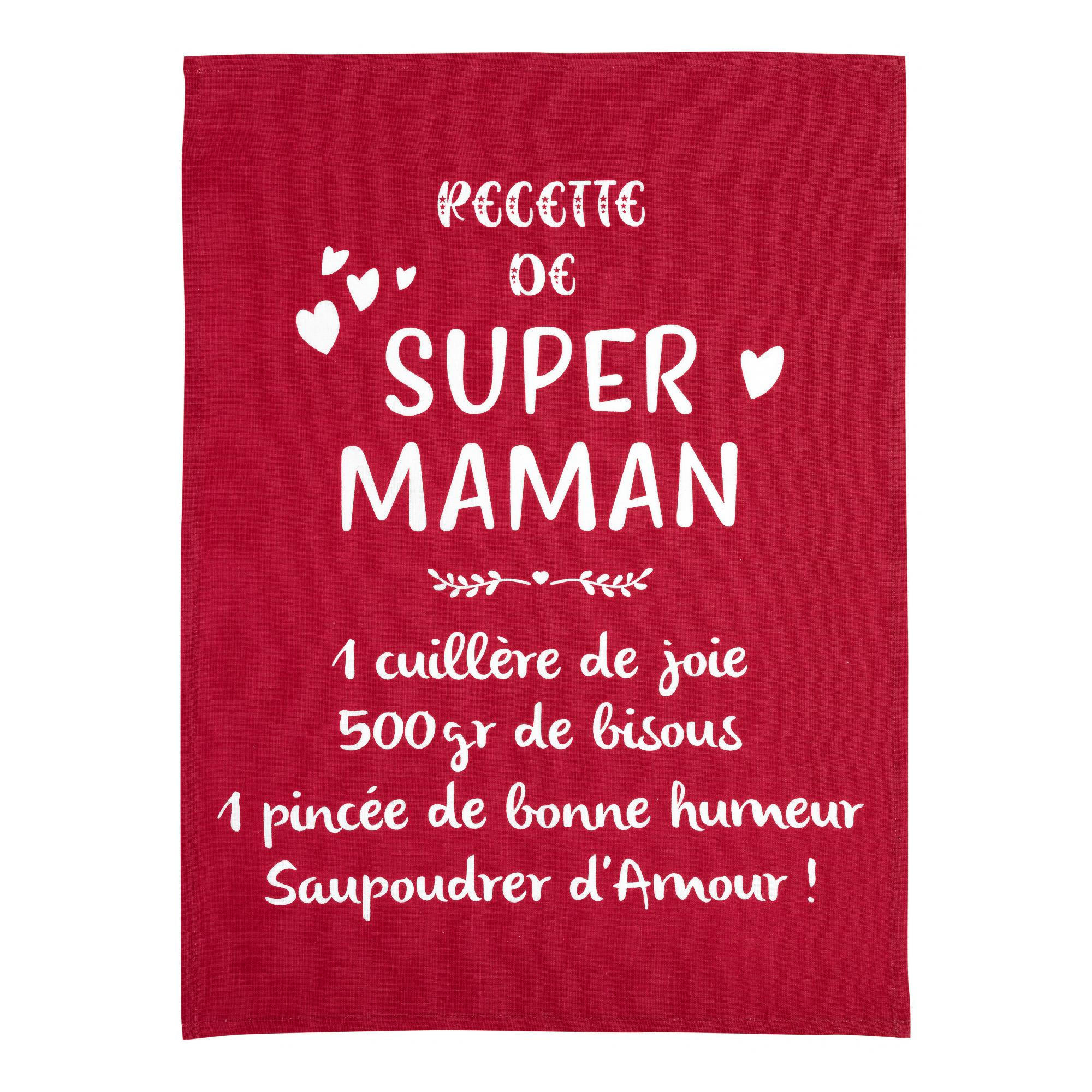 GESCHIRRTUCH Message Super Maman rot 50 x 70 cm - Rot, Textil (50/70cm) - Winkler