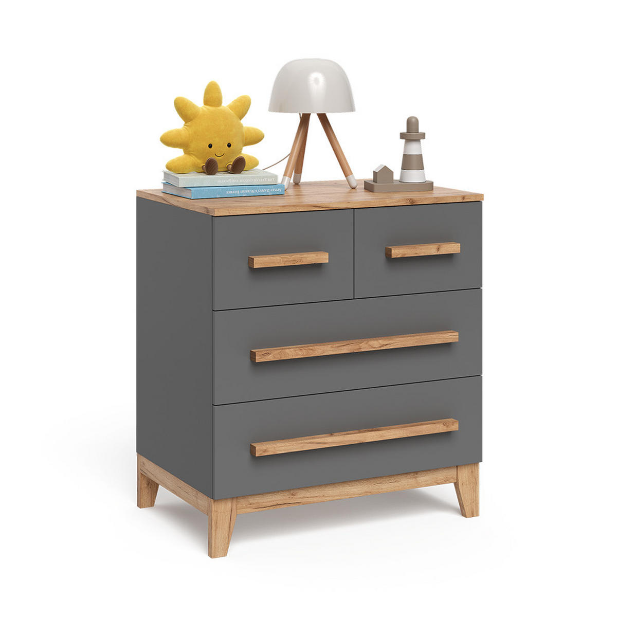 KREDENC Malia Grey/Artisan - šedá, kompozitní dřevo (80/88/53.4cm) - VitaliSpa