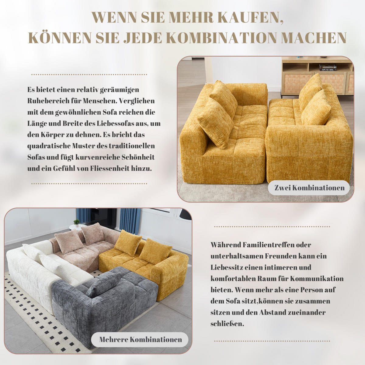 2-SITZER 158/90/60 cm Gelb aus Chenille mit Seitentaschen - Gelb, Textil (90/60/158cm) - OKMYHOME