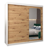 SCHWEBETÜRENSCHRANK 200/200/62 2-türig - Silberfarben/Eiche Artisan, Holz/Kunststoff (200/200/62cm) - Abiks Möbel