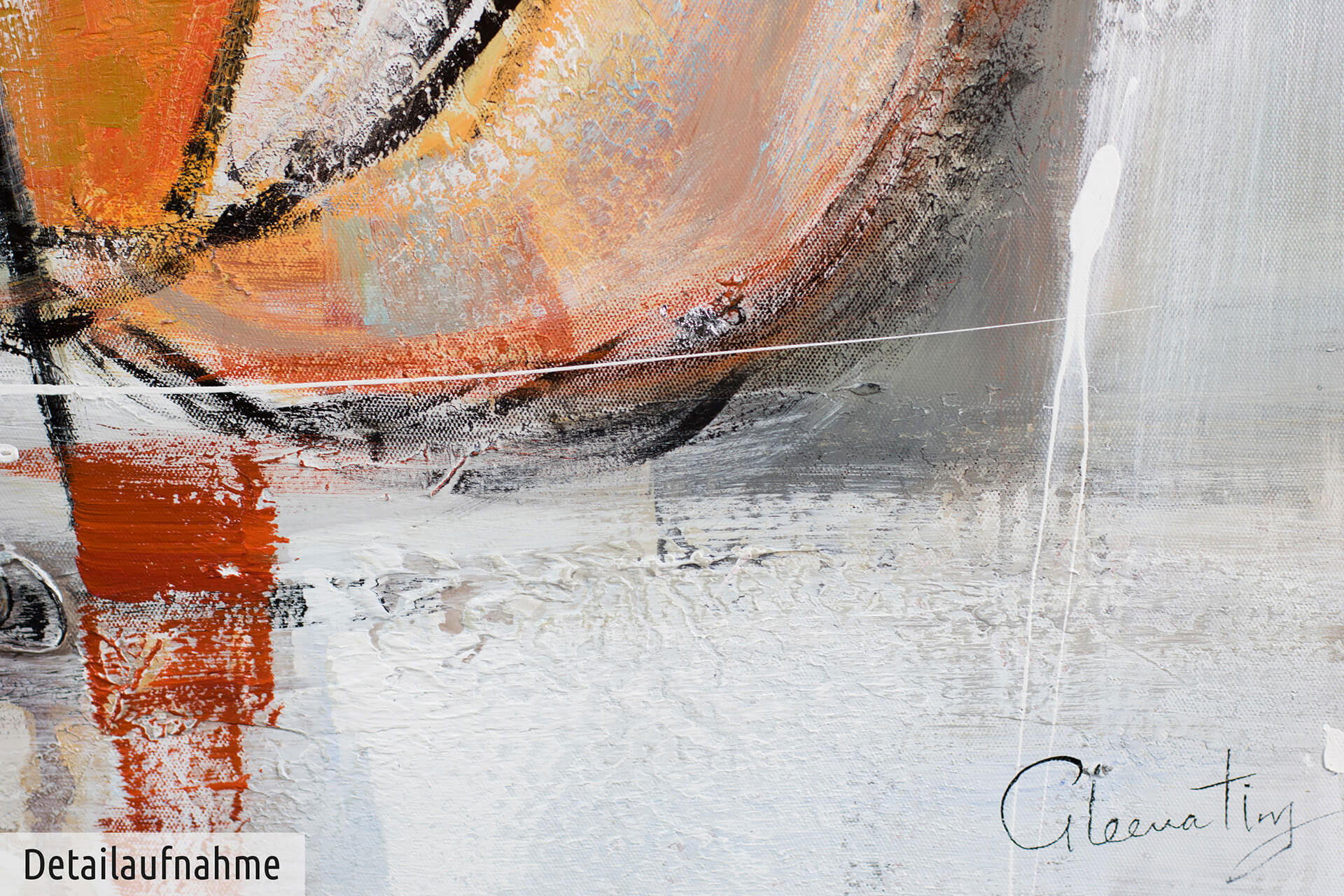 ACRYLBILD HANDGEMALT 120/80 cm - Orange/Grau, Holz/Textil (2/80cm) - KUNSTLOFT