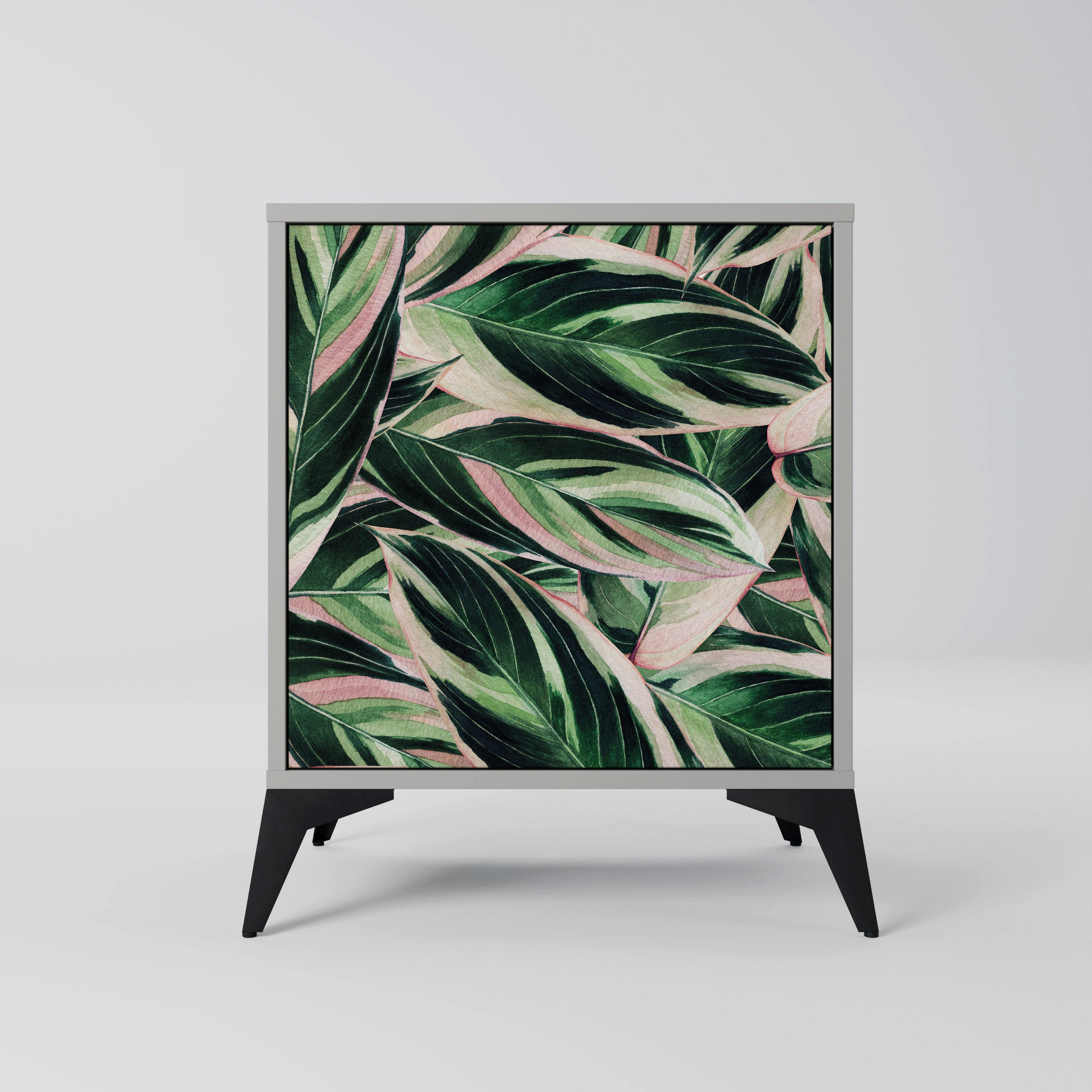 SIDEBOARD EERIE STROMANTHE, Grau, 57,5x42x70,5 cm, Schwarze Metall-Sternfüße - Multicolor/Schwarz, Holzwerkstoff/Metall (57.5/70.5/42cm) - SpaceRebels