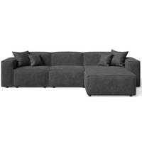 ECKSOFA Arizona Dunkelgrau Rechts - Dunkelgrau, Holz/Textil (265/180cm) - Graingold