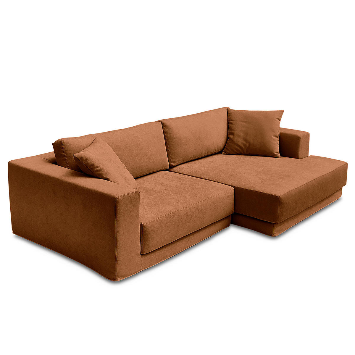 ECKSOFA mit Wechselbezug - Longchair, Webstoff - Schwarz/Kupferfarben, Kunststoff/Textil (260/155cm) - home24