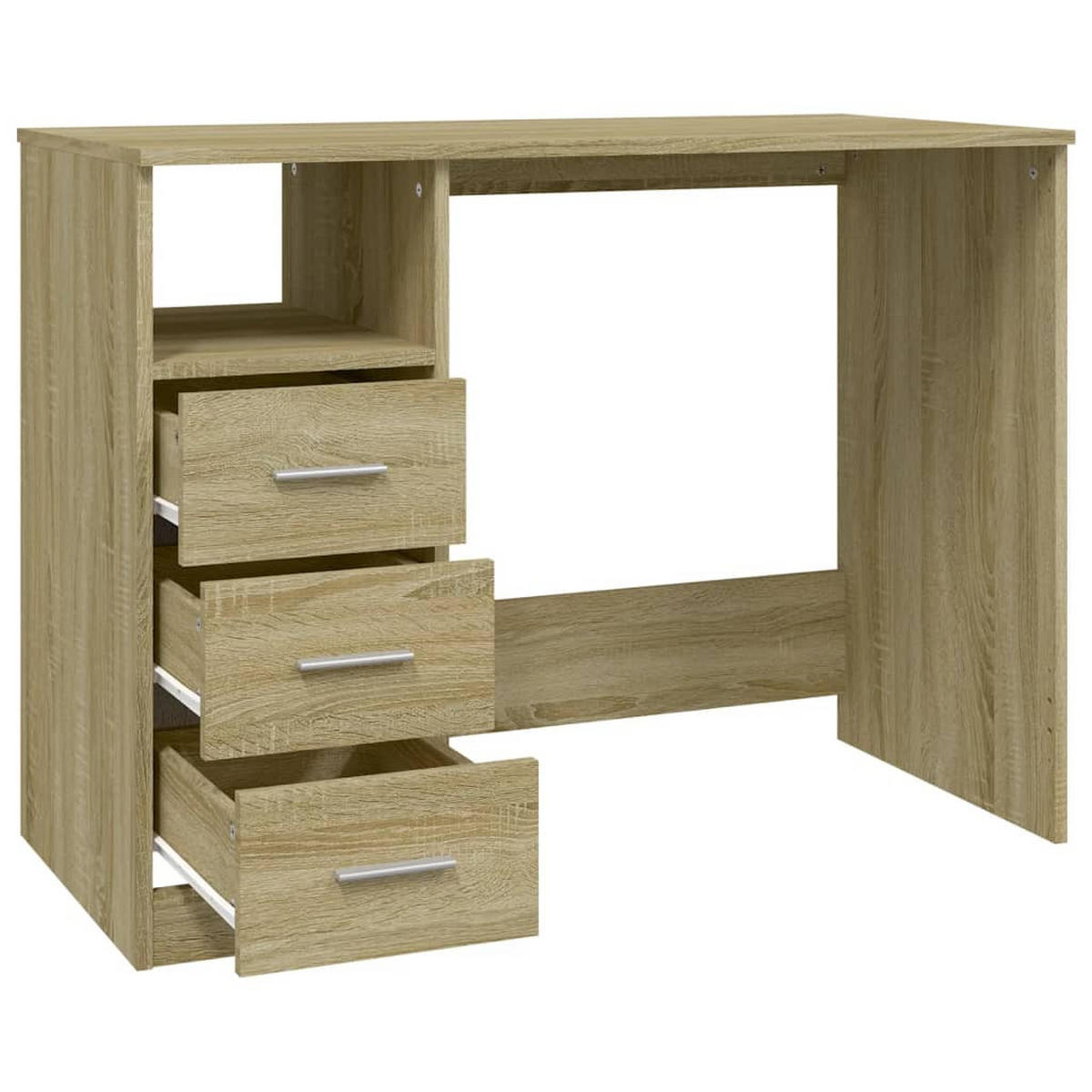 SCHREIBTISCH mit 3 Schubladen 102/50/76 cm aus Holzwerkstoff Sonoma-Eiche Dekor - Sonoma Eiche, Holz (50/102/76cm) - vidaXL