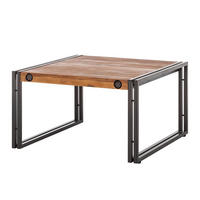 COUCHTISCH - Akazie massiv / Metall, 70 cm - Akaziefarben, Holz (70/70/40cm) - home24