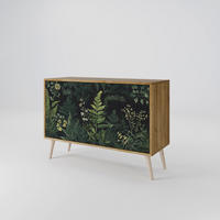 SIDEBOARD FERN FLOWERS, Eicheneffekt, 111x42x77,5 cm, 2 Türen - Eichefarben/Buchefarben, Holzwerkstoff/Buchenholz (111/77.5/42cm) - SpaceRebels