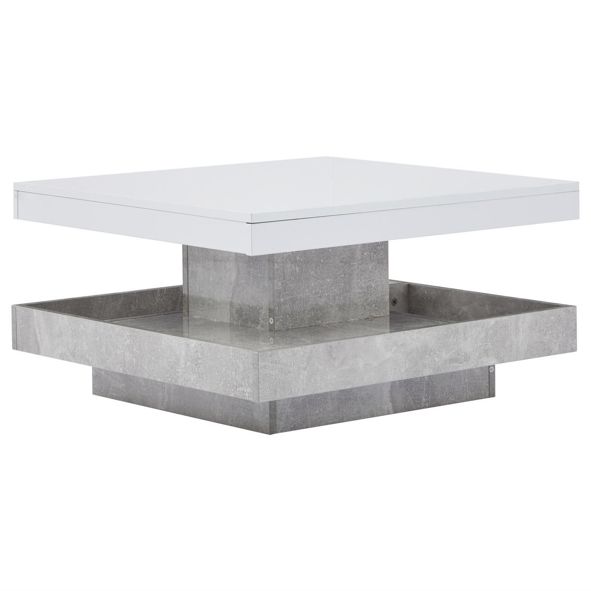 COUCHTISCH Weiß/Marmoroptik 70/70/36 cm drehbar - Weiß, Holzwerkstoff (70/70/36cm) - PANGIVO