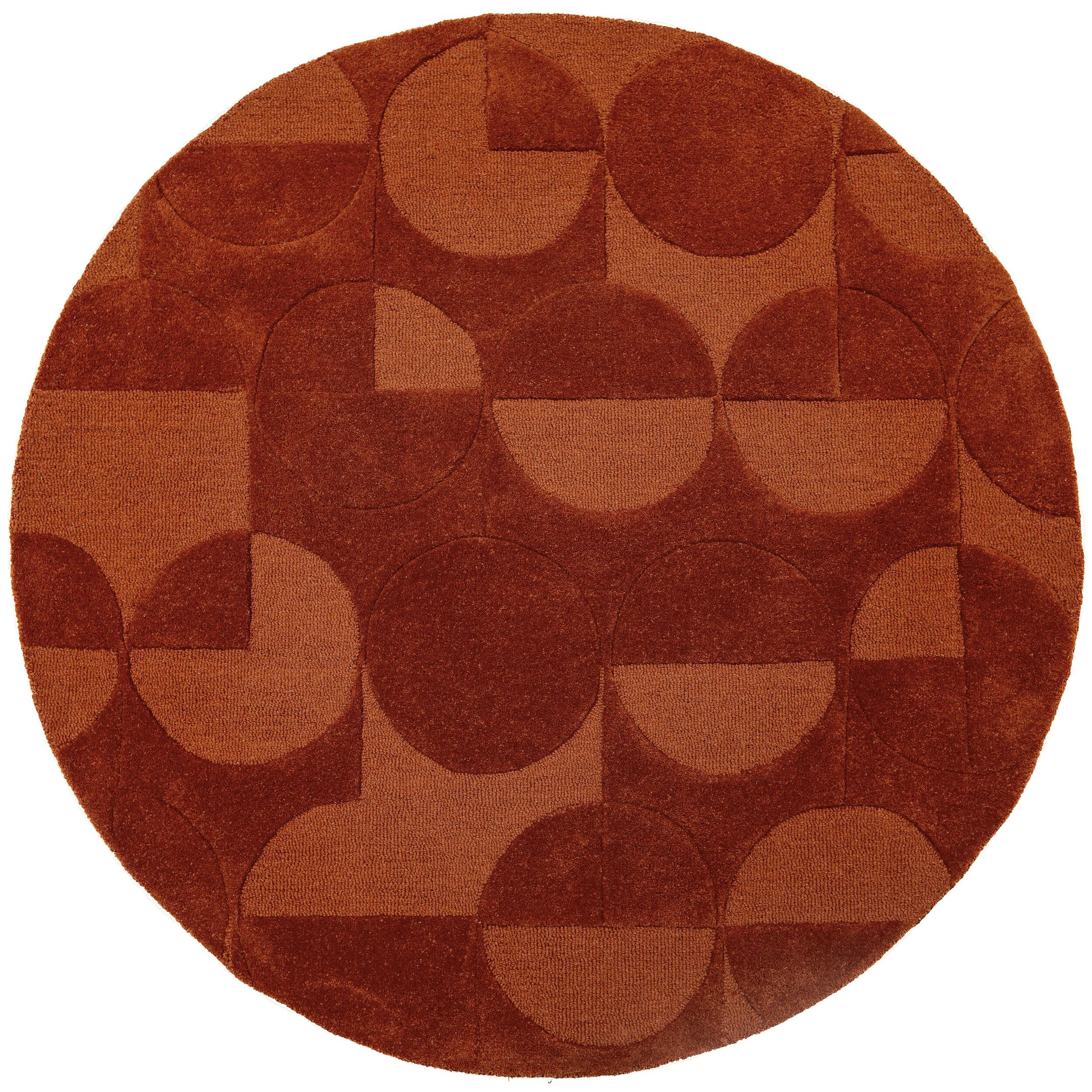 WOLLTEPPICH handgetuftet DEBEN, Kreis-Geometrie, Terrakotta, Ø 160 cm - Orange, Textil (160/160cm) - KADIMA DESIGN