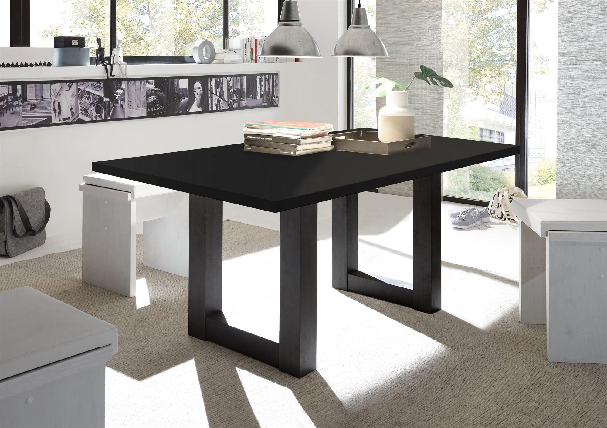 ESSZIMMERTISCH Eila 8 140 x 90 x 75 Esstisch Schwarzstahl - Schwarz, Holz (140/90/75cm) - 58aufmkessel