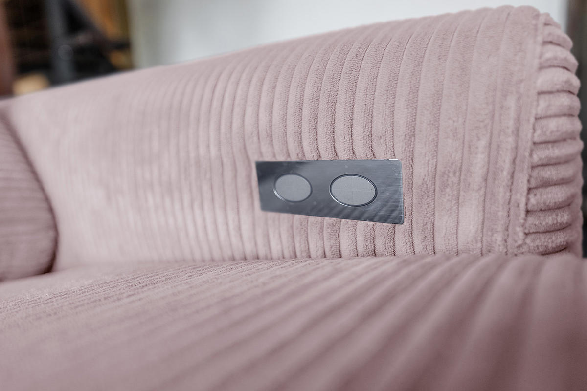 ECKSOFA LAISKA Pink Cord Relaxfunktion - Pink/Schwarz, Textil/Metall (282/177cm) - KAWOLA