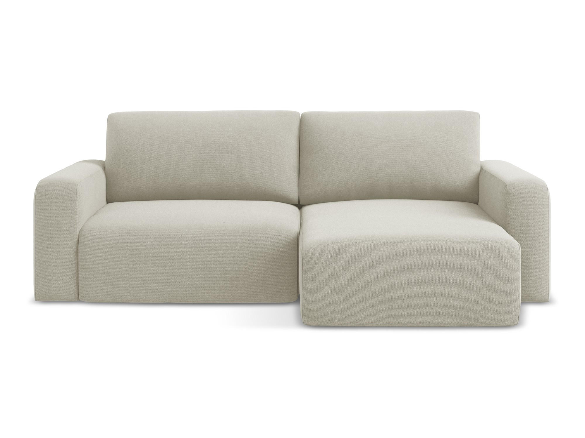 ECKSOFA mit Schlaffunktion rechts Strukturstoff Stoff Beige - Beige/Creme, Kunststoff/Textil (244/149cm) - Makamii