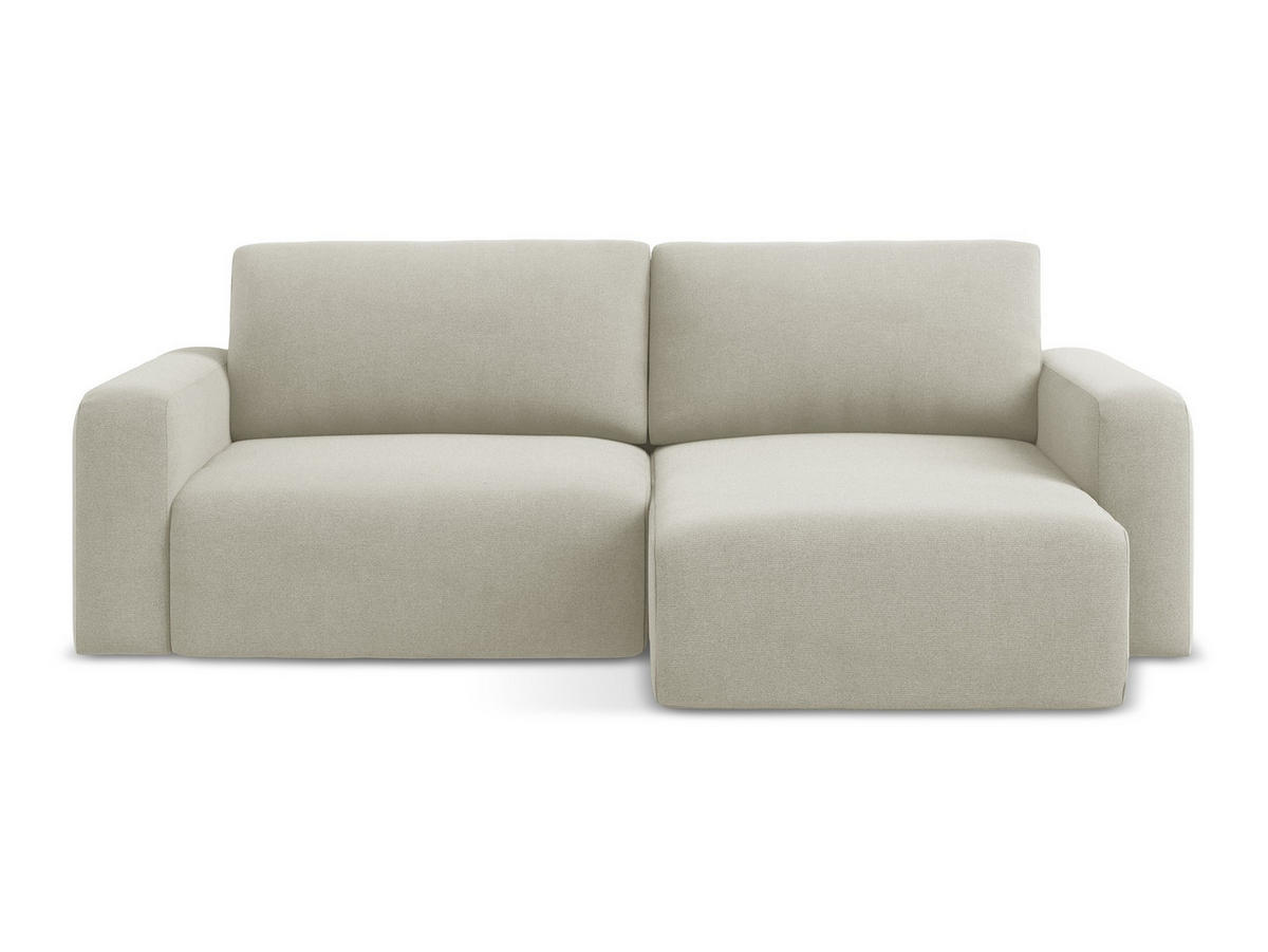 ECKSOFA mit Schlaffunktion rechts Strukturstoff Stoff Beige - Beige/Creme, Kunststoff/Textil (244/149cm) - Makamii