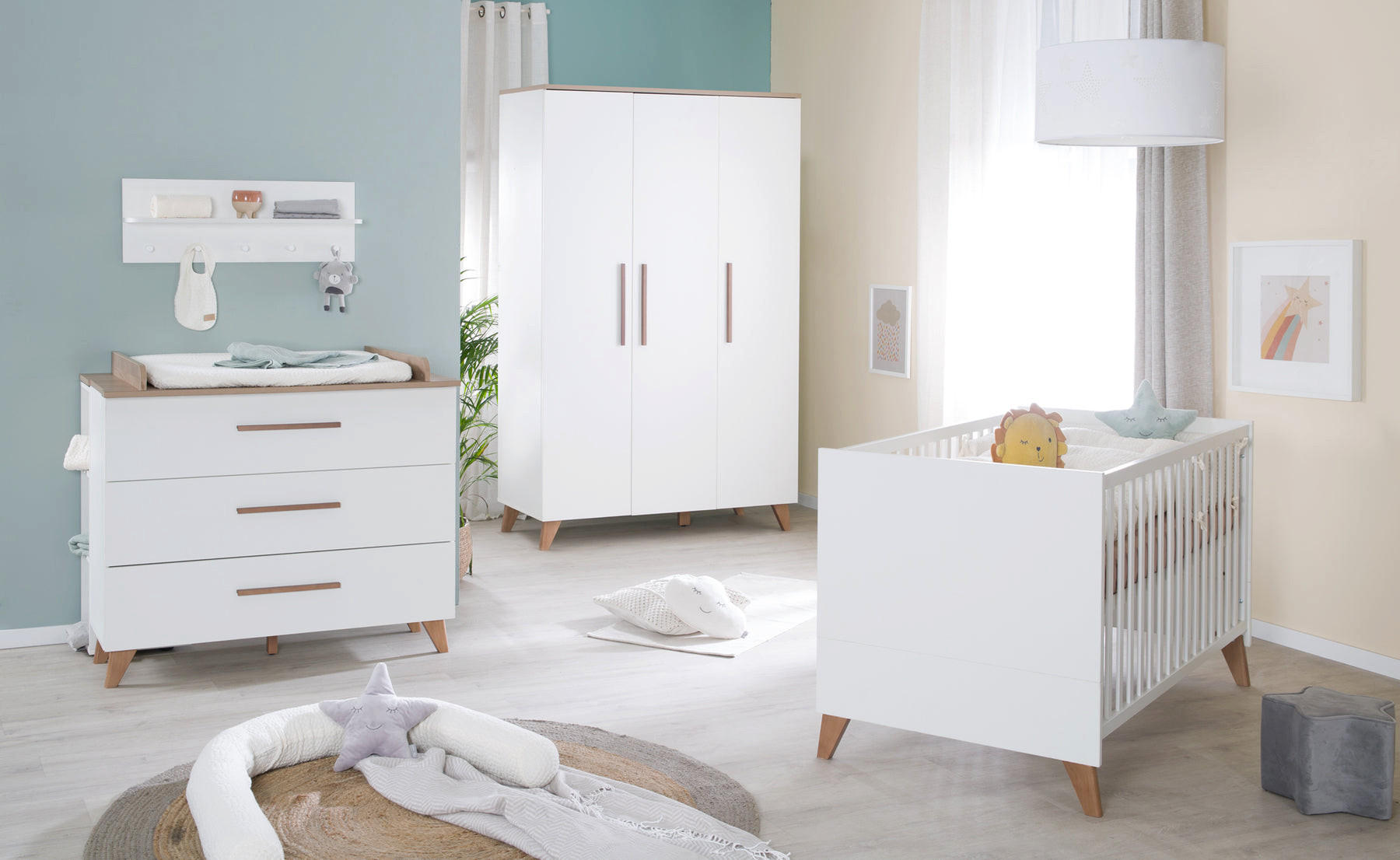 BABYZIMMERSET Ole 3-teilig - Weiß, Holzwerkstoff (118/190/52cm) - Roba