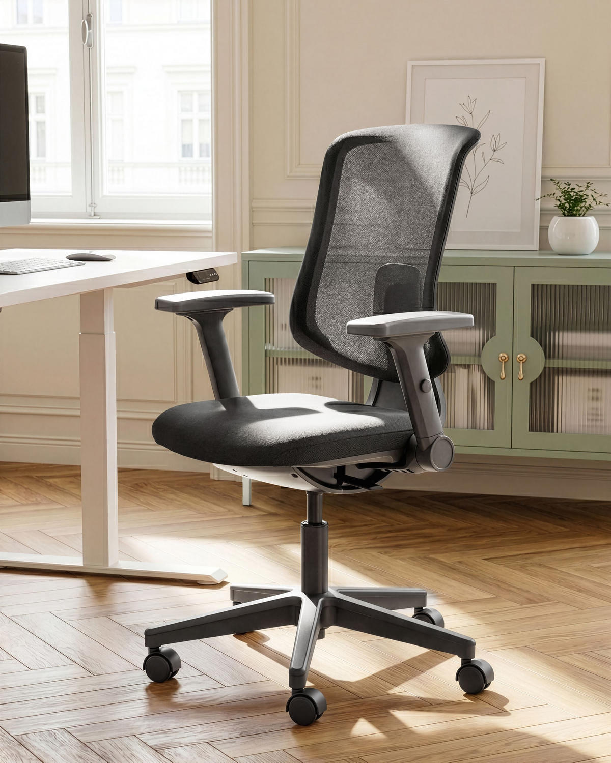 KANCELÁŘSKÁ ŽIDLE Látka Černá Sero - černá, textil (66/95/58cm) - Beliani