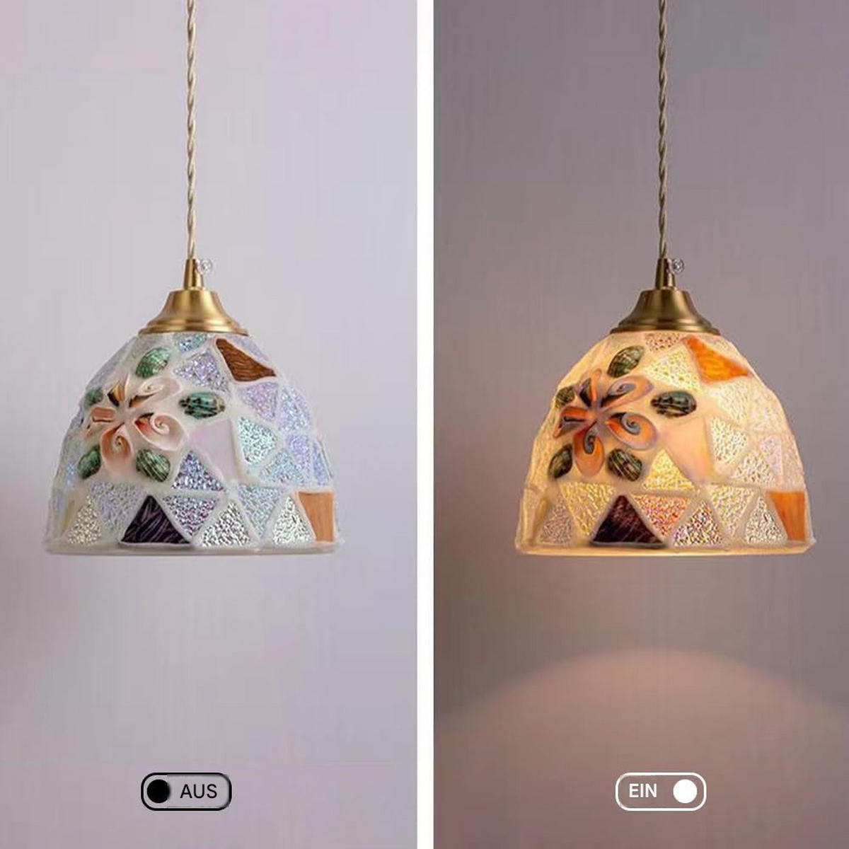 PENDELLEUCHTE Buntglas Nordisch Esszimmer, dekorativ Wohnzimmer Schlafzimmer - Creme, Metall (18/18/18cm) - Weltevree