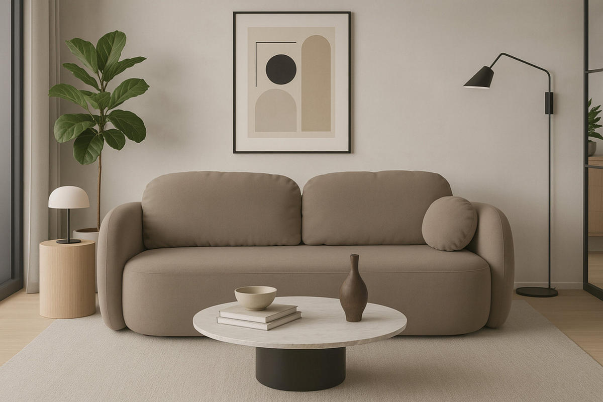 SCHLAFSOFA LIO, Sofa mit Schlaffunktion und Bettkasten, Farbe: Taupe, Velourstoff - Taupe, Textil (238/86/101cm) - Sepro Meble