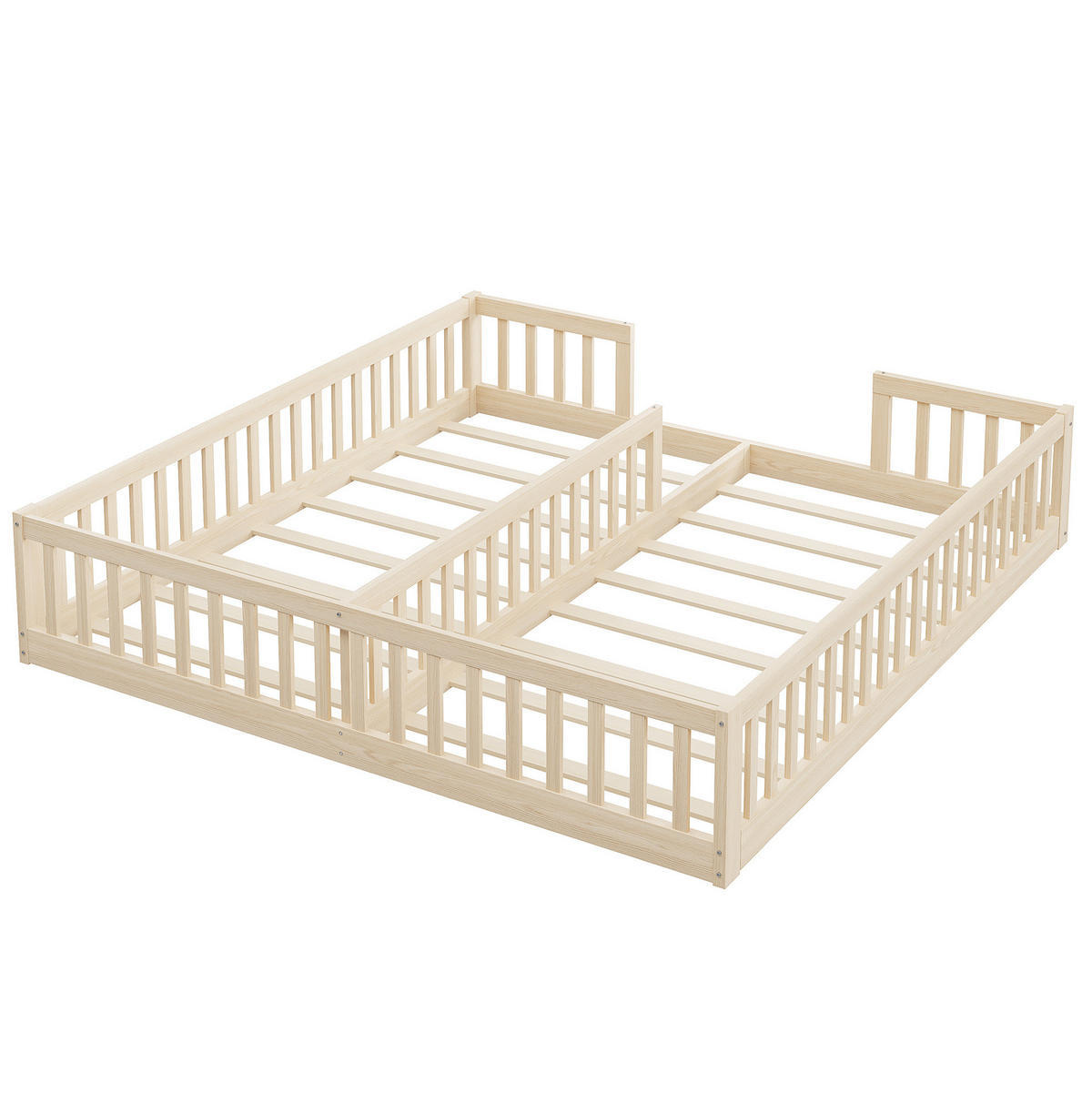 KINDERBETT 2er-Set mit Sicherheitsgittern 90x200 cm Kiefer Natur - Braun, Holzwerkstoff (90/200cm) - Beauniv