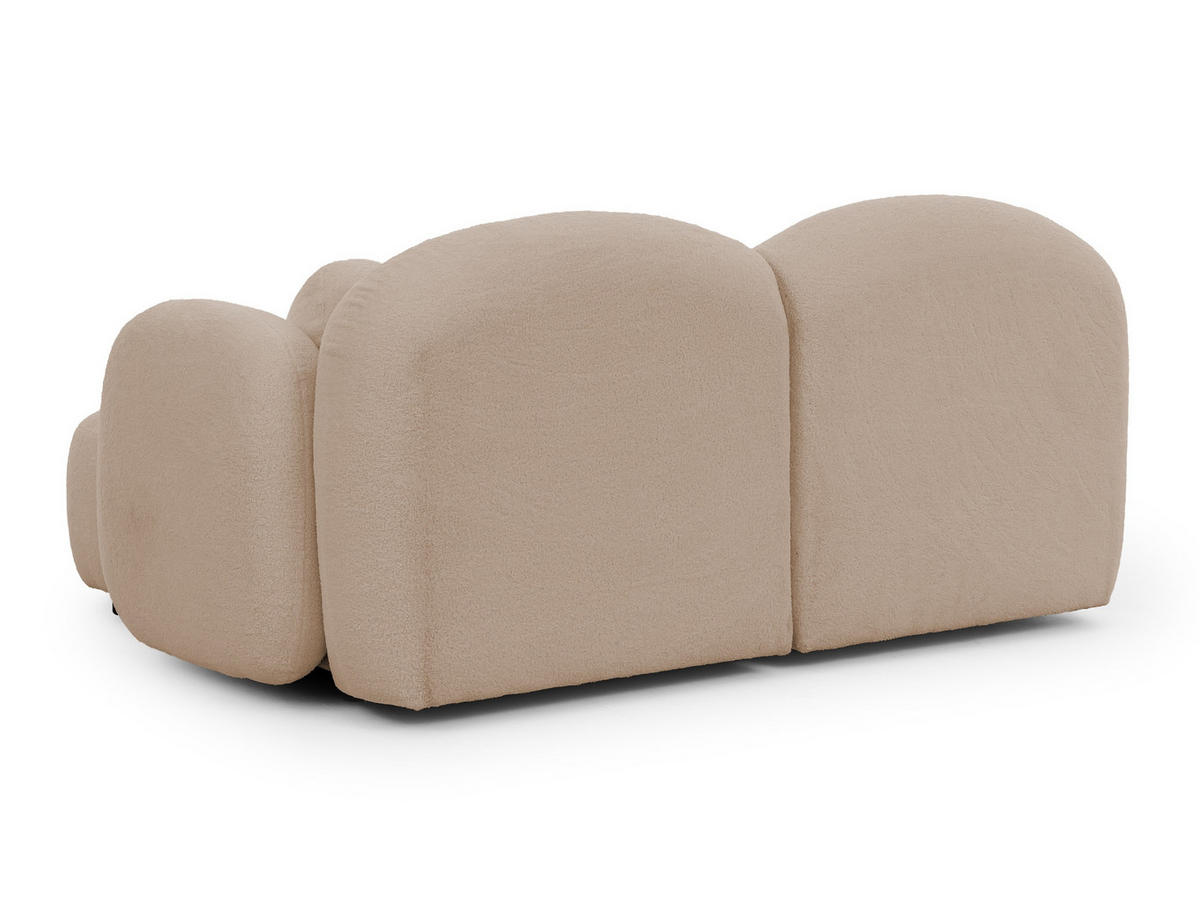 ECKSOFA Nuvola mit abgerundetem Design Hellbeige Bouclé-Stoff - Ottomane Rechts - Beige/Schwarz, Holz/Kunststoff (190/146cm) - S-Style Möbel