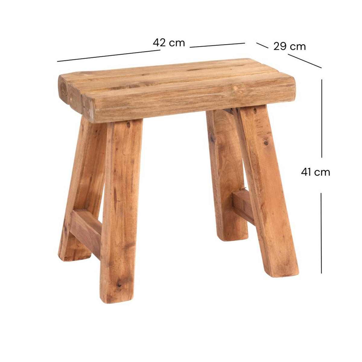 SITZHOCKER Rustic Teakholz massiv 08 honigfarben gewachst - Honig, Holz (42/41/29cm) - DESIGN DELIGHTS