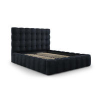 BETT mit Bettkasten und Kopfteil Mamaia aus Samt dunkelblau 140x200cm - Dunkelblau, Textil (140/200cm) - Micadoni