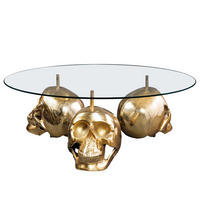 COUCHTISCH SKULL XXL Glas Transparent 90 cm - Transparent/Goldfarben, Glas/Metall (90/90/33cm) - riess-ambiente