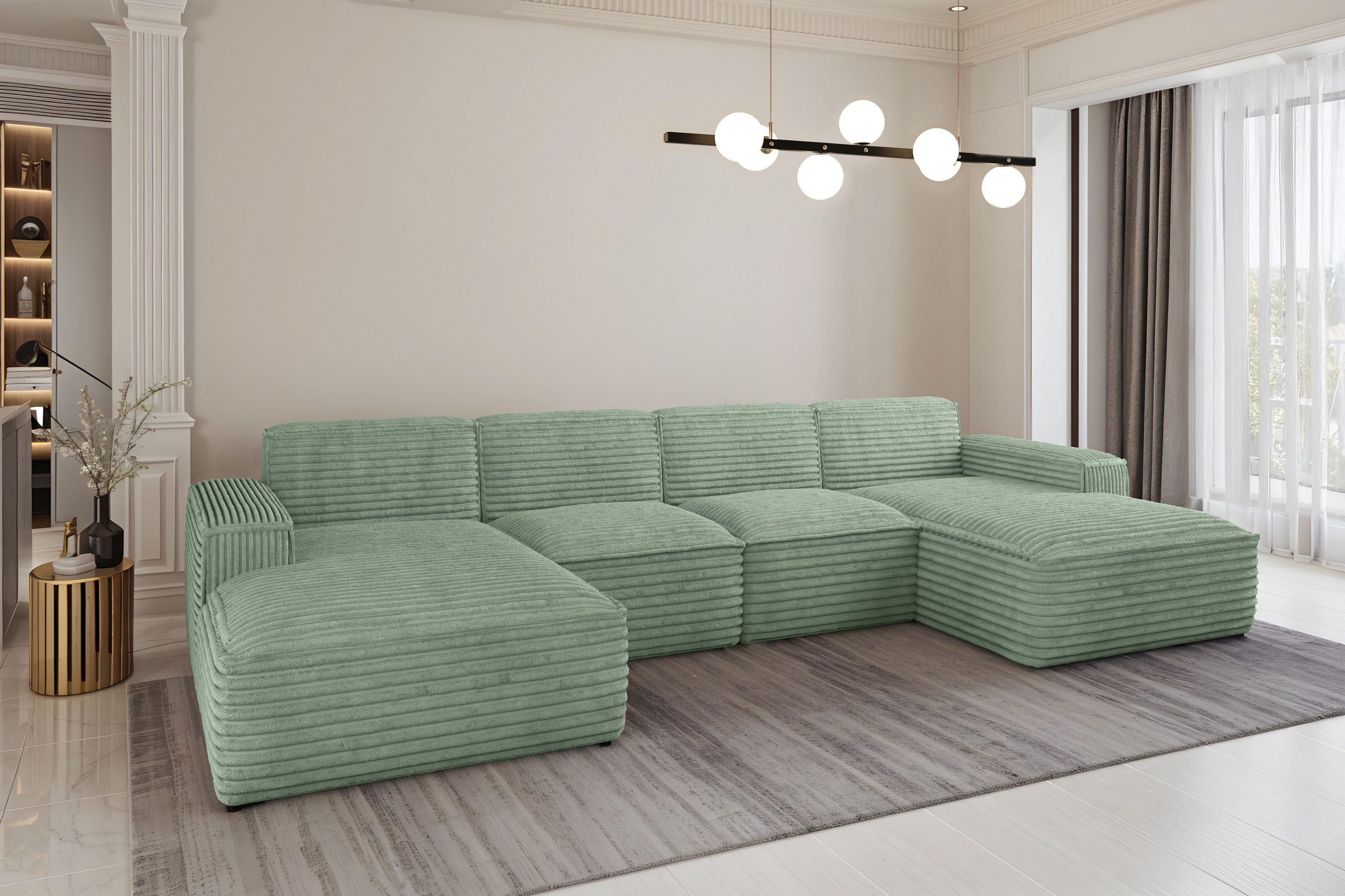 ECKSOFA Siena U ein Stil, der zum Entspannen einlädt, Stoff Velo Olive - Olivgrün, Holz/Textil (344/73/165cm) - Kaiser Möbel