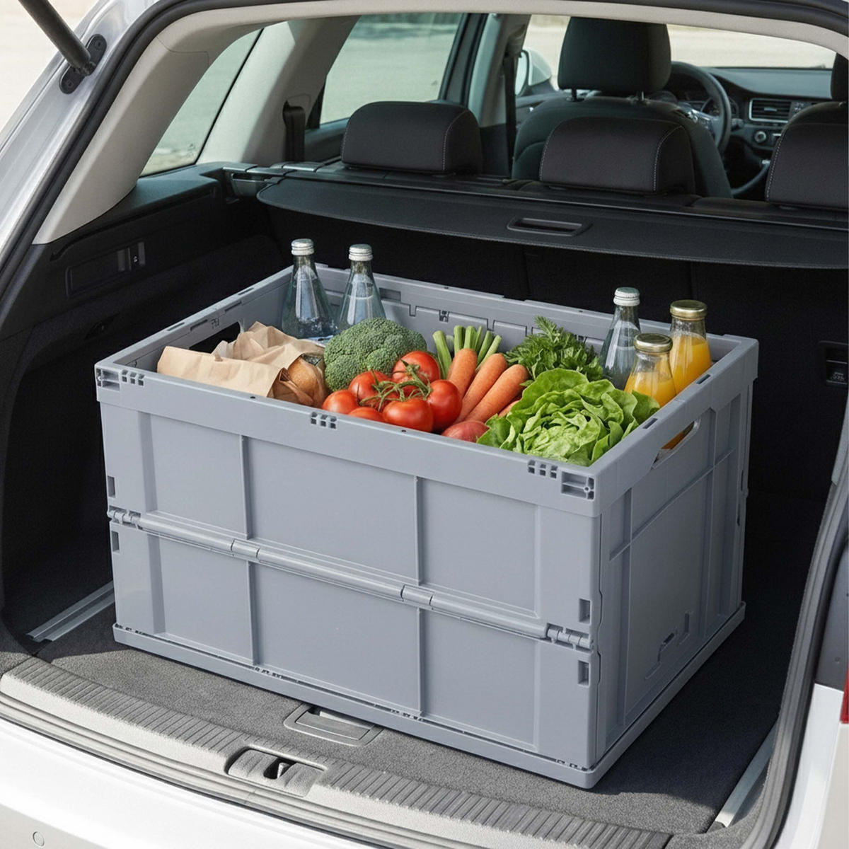 KLAPPBOX Grau faltbar Polypropylen 60 l - Grau, Kunststoff (58.5/31.5/40cm) - Relaxdays