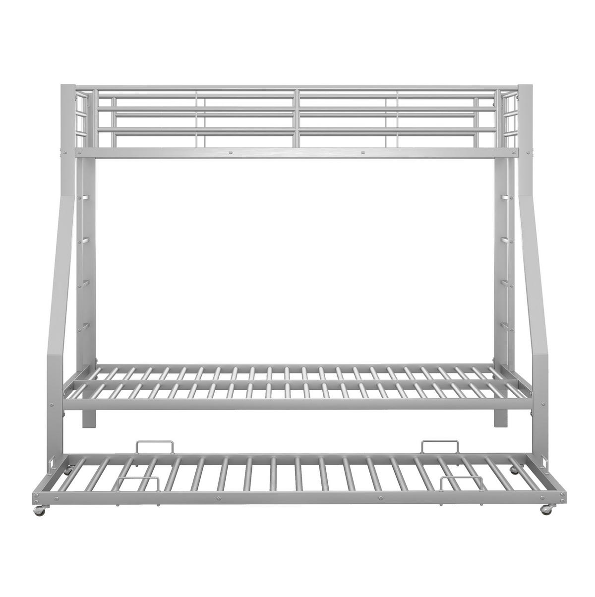 ETAGENBETT aus Metall 90/140x200 cm in Silber mit Ausziehbett - Silberfarben, Metall (90/190cm) - Modfu