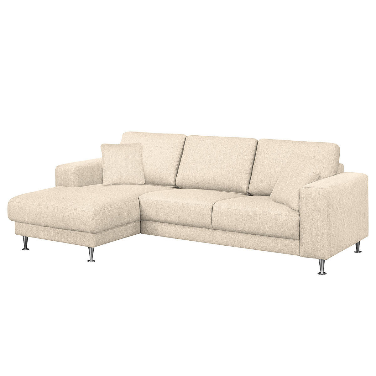 ECKSOFA mit Longchair - Strukturstoff - Beige, Textil (235/150cm) - home24