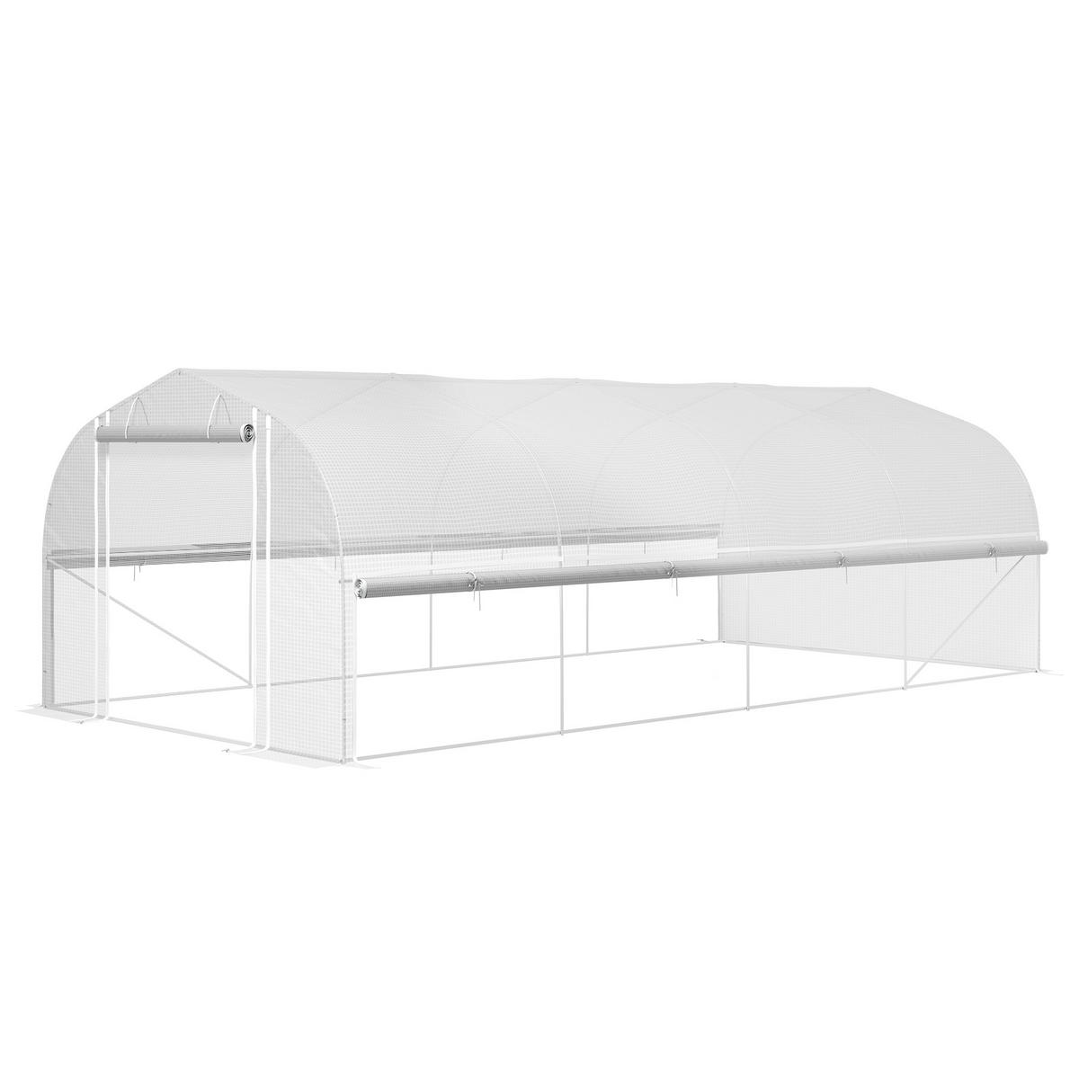 GEWÄCHSHAUS DE-05845 begehbar 600/300/200 cm Weiß - Weiß, Kunststoff/Metall (300/200/595cm) - ComfortXL