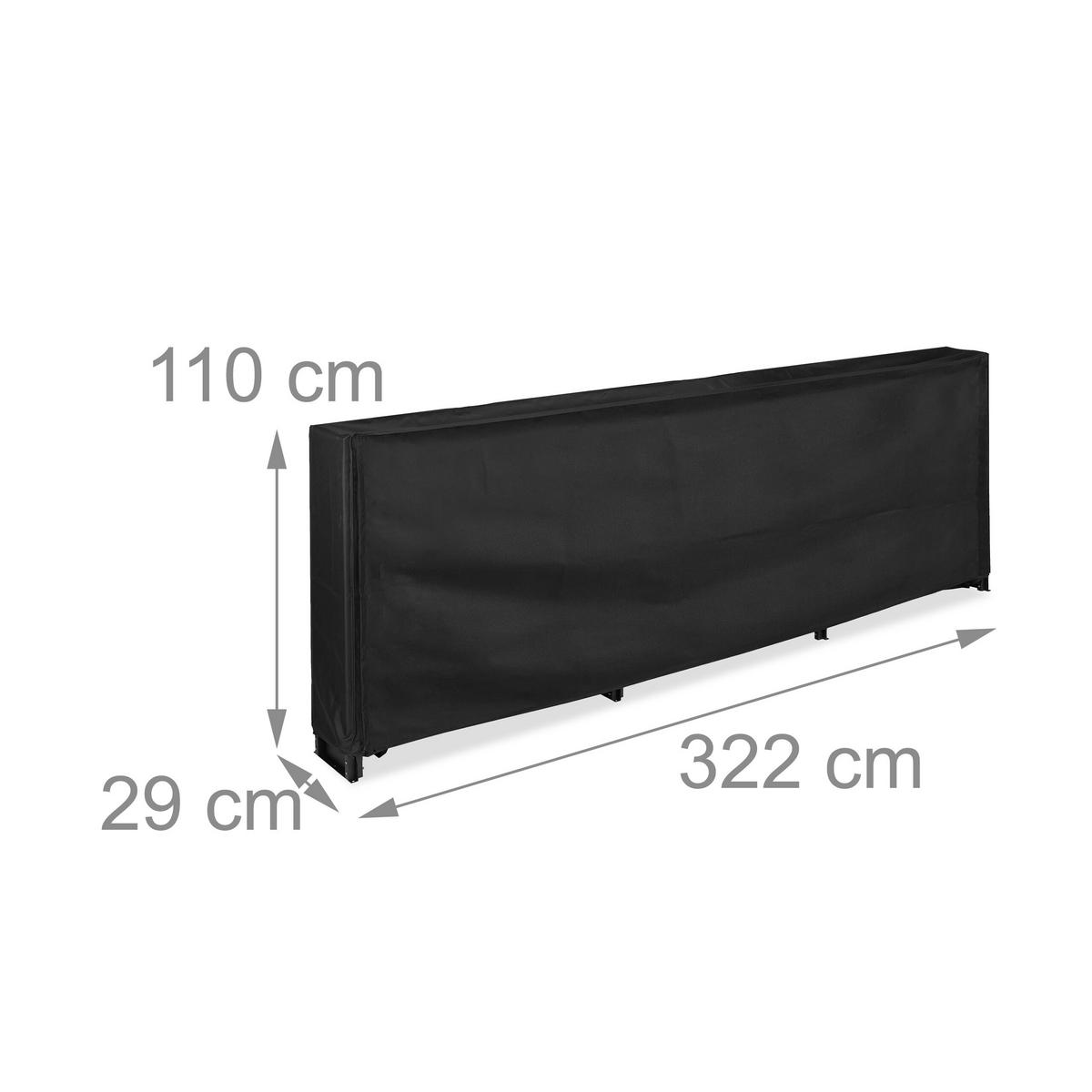 KAMINHOLZREGAL - Schwarz, Textil/Metall (322/110/29cm) - Relaxdays