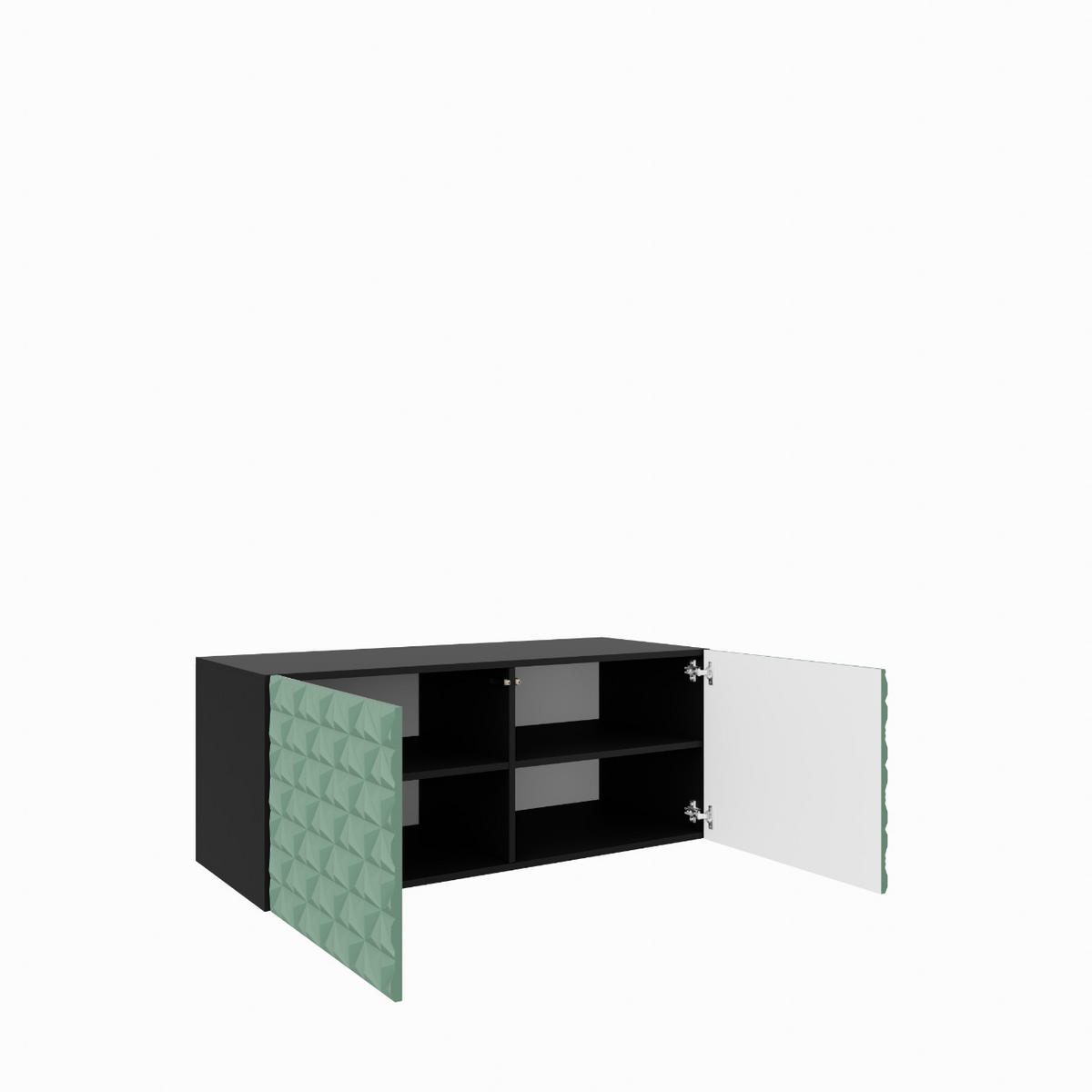 TV-SCHRANK Cali 100 cm, zweitürig, schwarz, grün - Schwarz/Olivgrün, Kunststoff (100/40/41cm) - Margaret Hadas24