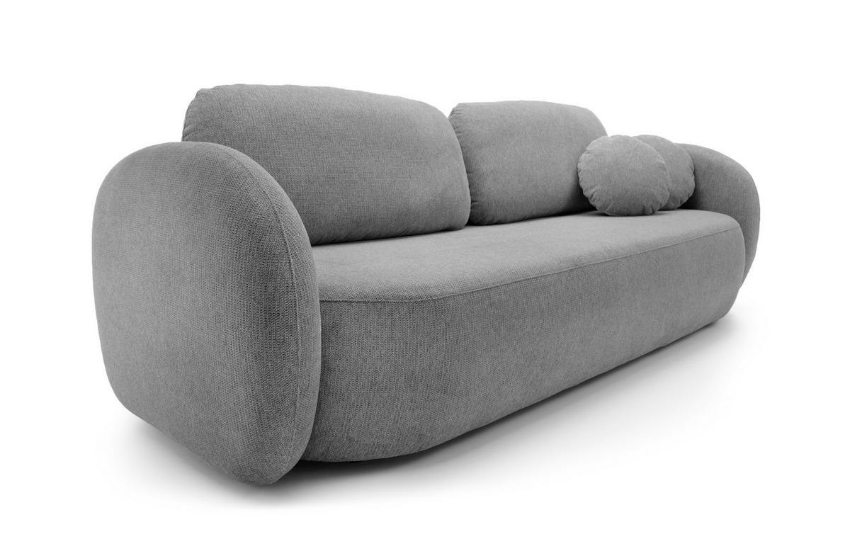 SOFA OLIO Mit Schlaffunktion Und Bettkasten, Bonell-Taschenfederung, Aragon-Stoff, lose Rückenkissen, freistehend, 238x101x86 cm Dark grey - Hellgrau, Holz/Textil (238/86/101cm) - DomoHome