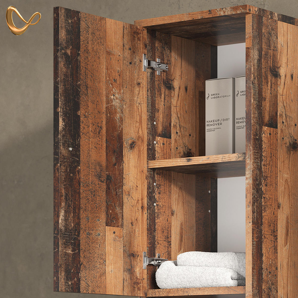 BADSCHRANK Fucino Eiche rustikal 30 x 190 cm - Wildeiche, Holzwerkstoff (30/190/30cm) - Livinity®