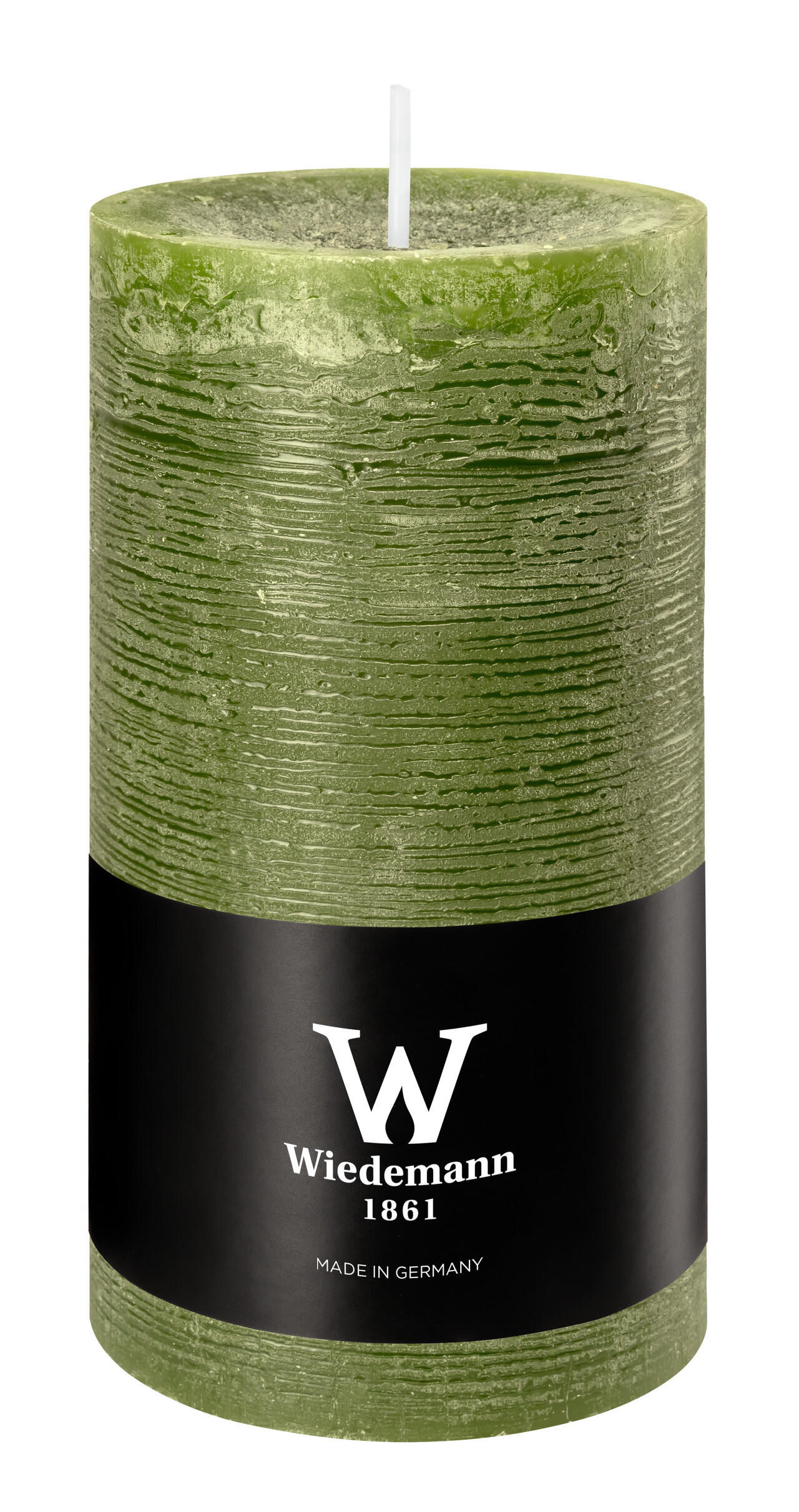STUMPENKERZE Rustik Marble Style Olive 130 x Ø 68 mm, 1 Stück - Olivgrün, Paraffin (7/13cm) - Wiedemann Kerzen
