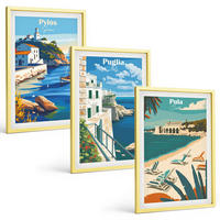 BILDER SET 3er Set - 40x60 cm Goldrahmen - Küstenlandschaften des Tourismus - Goldfarben, Kunststoff (40/60cm) - TULUP