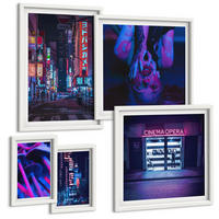 BILDER SET 5er Set - 50x50 cm & 20x30 cm & 40x60 cm Weißer Rahmen - Kosmische Sternenlandschaften - Weiß, Kunststoff (40/60cm) - TULUP