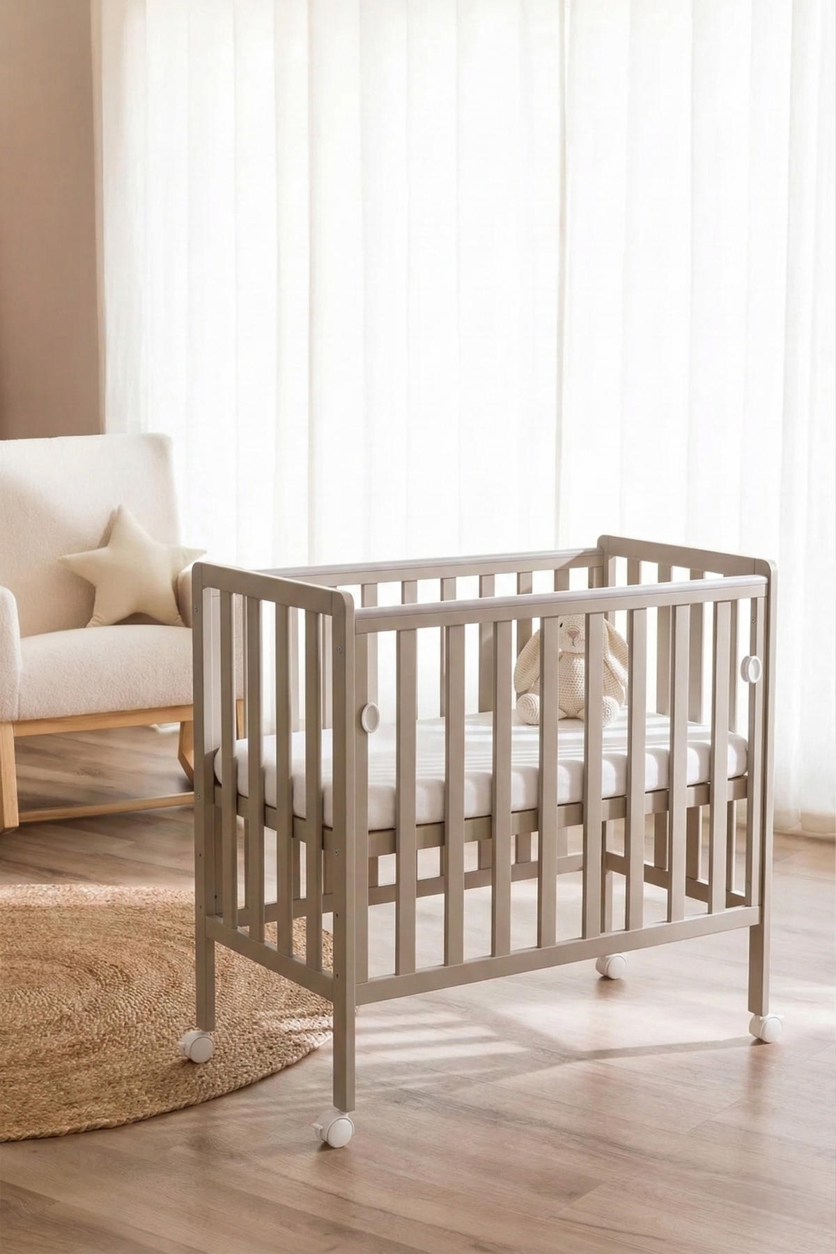 BEISTELLBETT BeBino Mini - Beige, Holzwerkstoff (50/100cm) - kiki design