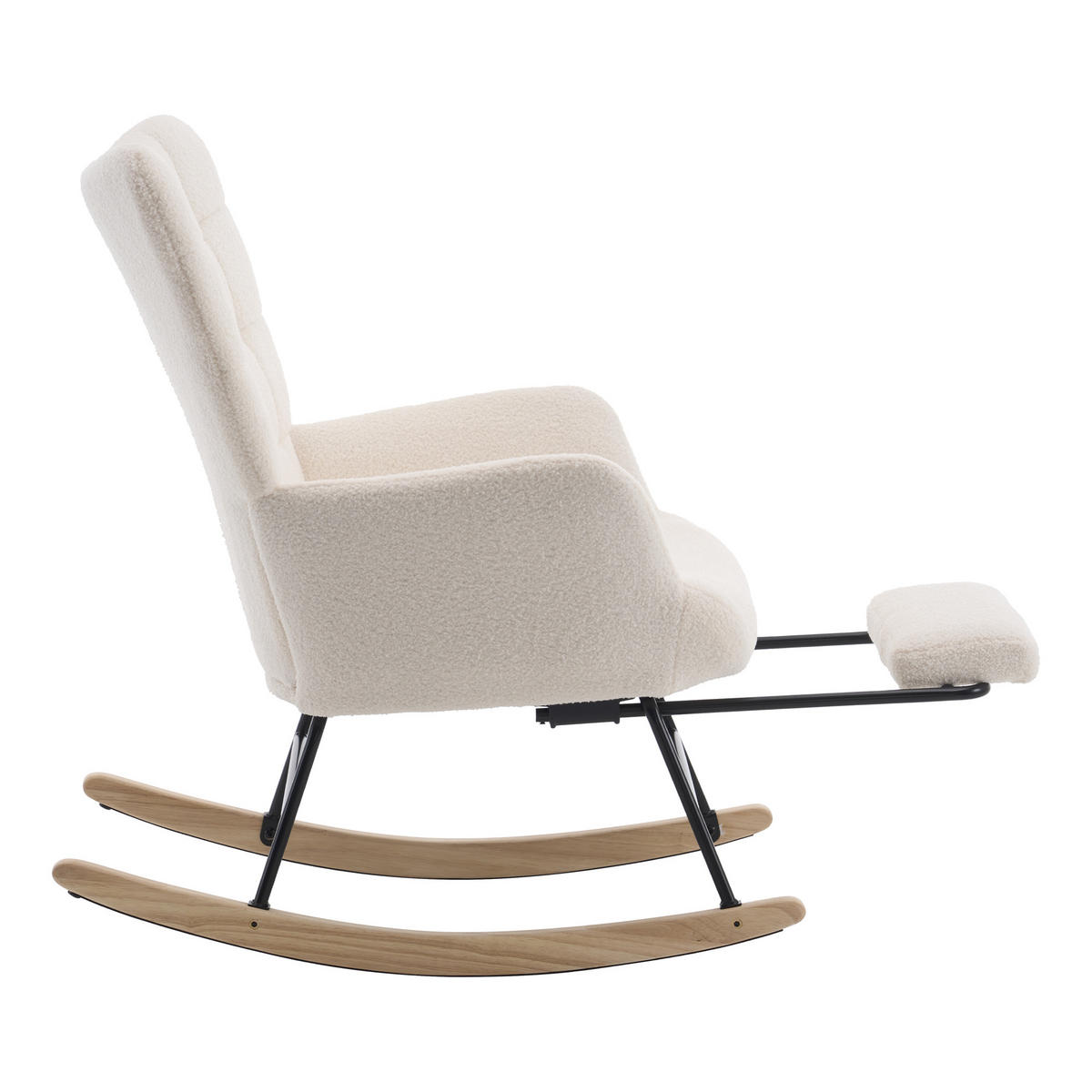 SCHAUKELSTUHL wohnzimmer mit Fußstütze und verdicktem Sitzkissen ,Bodenschutzleiste, beige - Beige, Holzwerkstoff/Textil (68/91/88cm) - STILVORA