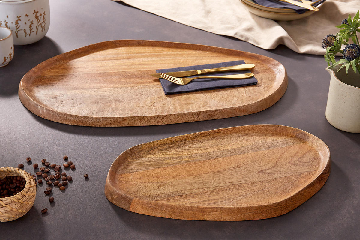 DEKORATION AMAZONAS Mango Natur 56/40 cm 2er Set - Naturfarben, Holz (3cm) - riess-ambiente